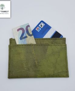 LEAF FAMILY – Vegan Mini-Karten- und Geldschein Etui aus Teakblättern Farbe : Grün