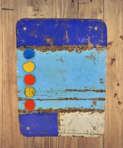 Magnettafel aus recycelten Ölfässern mit 5 bunten Magneten Farbe : Patchwork / multicolour
