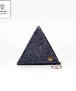 LEAF FAMILY – Veganer/Nachhaltiger Dreiecks-Geldbeutel in BLAU mit Schlüsselanhänger aus Teakblättern