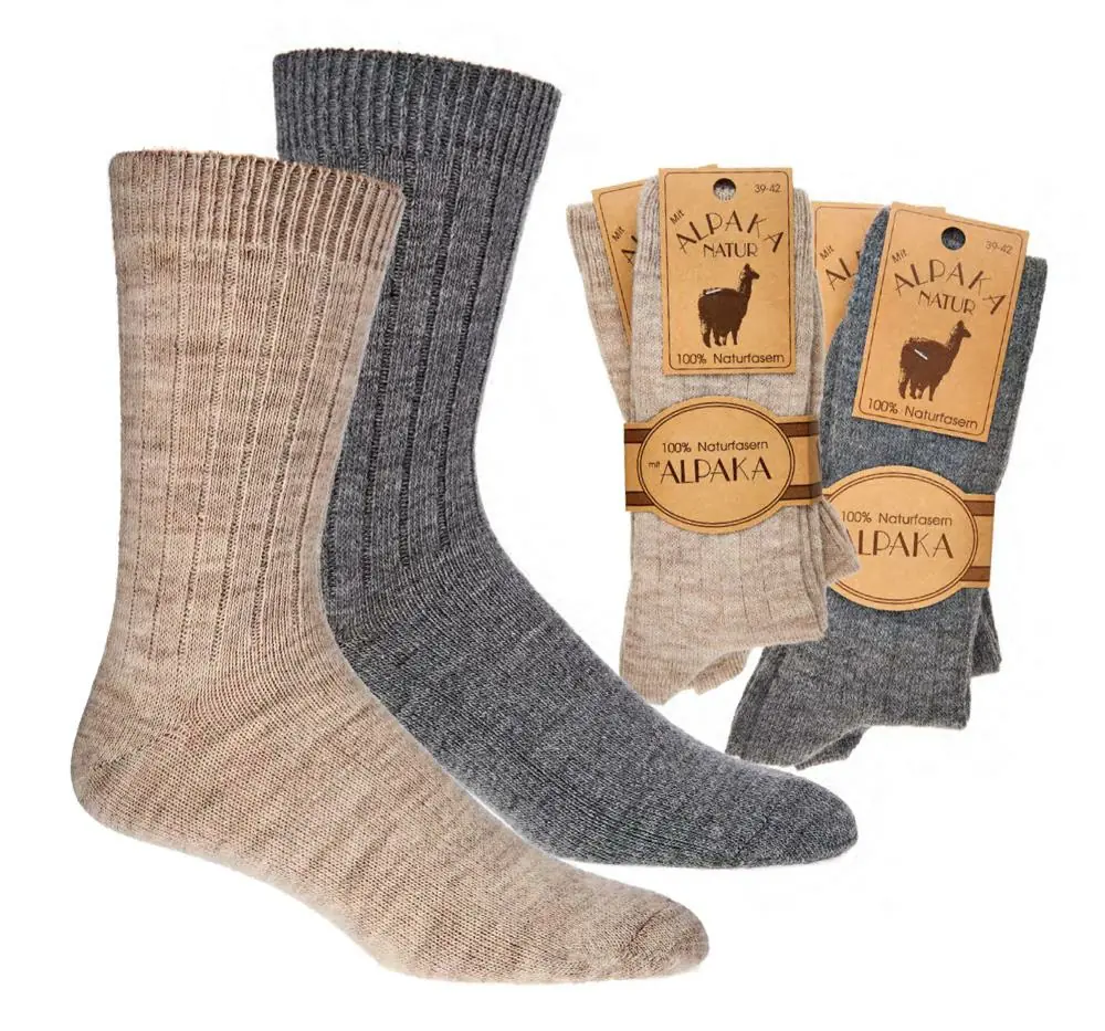 100% Feine Wollsocken/Alpaka Beige, 39-42