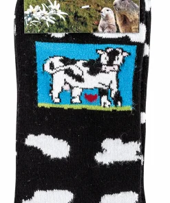 Socks 4 Fun Socken Kuh Schwarz, 39-42